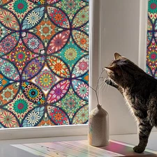 Stained Glass Window Film Privacy Decorative Tinting Film for Home Frosted Bathr