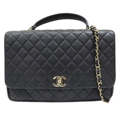 CHANEL Matelasse Coco Mark Shoulder Handbag Lambskin Black