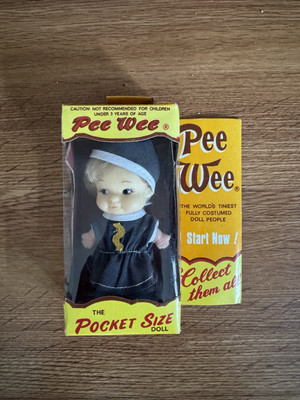 Vintage 60's Uneeda Pee Wee Pocket Size Doll In Original Packaging