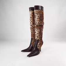 Gianmarco Lorenzi IT38 EU38,5 US8 pointed toe high heels fur western boots Italy