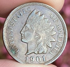 1901 INDIAN HEAD Cent VERY NICE - FULL LIBERTY - 3 DIAMONDS - (HIGH GRADE) e485