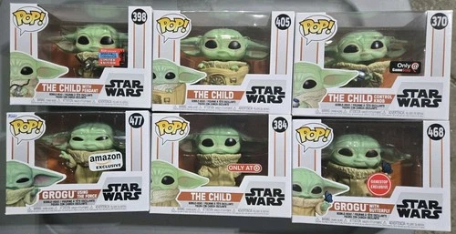 Star Wars Funko Pop Mandalorian & Grogu Lot of 6 Exclusives Baby Yoda Child New
