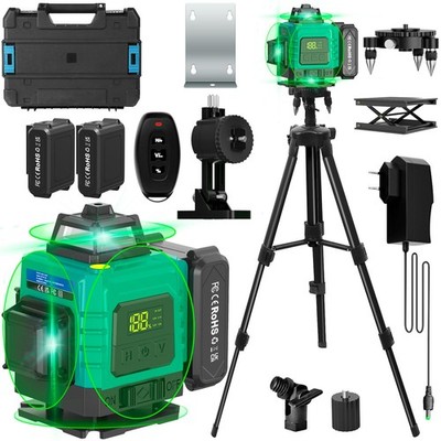 4x360° Kreuzlinienlaser mit Stativ, 16 Linien Laser Wasserwaage mit 3600mAh B...
