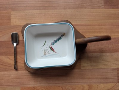 Vintage Denby Greenwheat Einmachschale Albert Colledge Teak Ständer MCM 70er