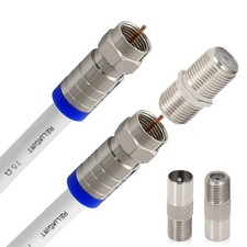 RELIAGINT 5M White RG6 TV Aerial Cable Waterproof Copper F Connector With F81