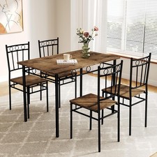 Juego de 4 Mesa de Comedor Mesa y Sillas de Cocina Mesa de Comedor Rectangular de 5 Piezas