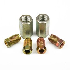 Brake Pipe Connectors 10mm*1mm 2 Way Inline Male + Female Nuts For 3/16 OD Pipe