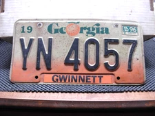 LICENSE PLATE  GEORGIA 1996  YN 4057  GWINNETT   COUNTY   AS RECEIVED #9