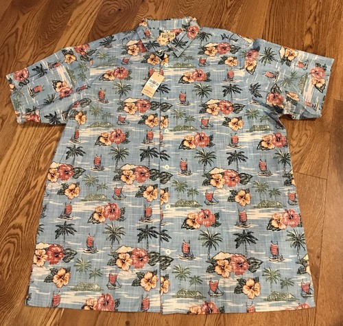 Redhead Shirt Mens XL Short Sleeve Button Up Hawaiian Floral Boat Summer Cotton