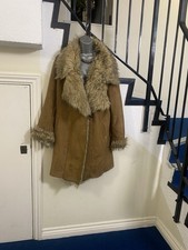 Joanna Hope Vintage Faux Fur Suede Fluffy Coat Size 14 Afghan Penny Lane Boho 14