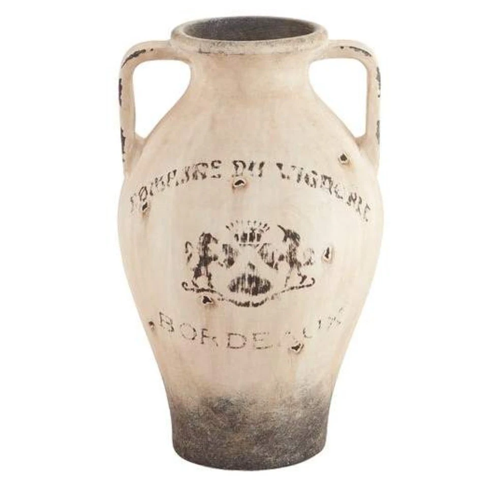 Jarrón grande estilo francés de ánfora de viñedo burdeos decorativo vintage 14" Foto 3 de 4