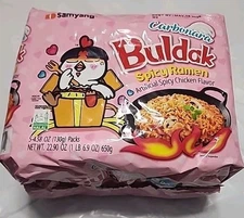 Buldak Spicy Ramen, Hot Chicken Ramen, Korean Stir-Fried Instant Noodle. New