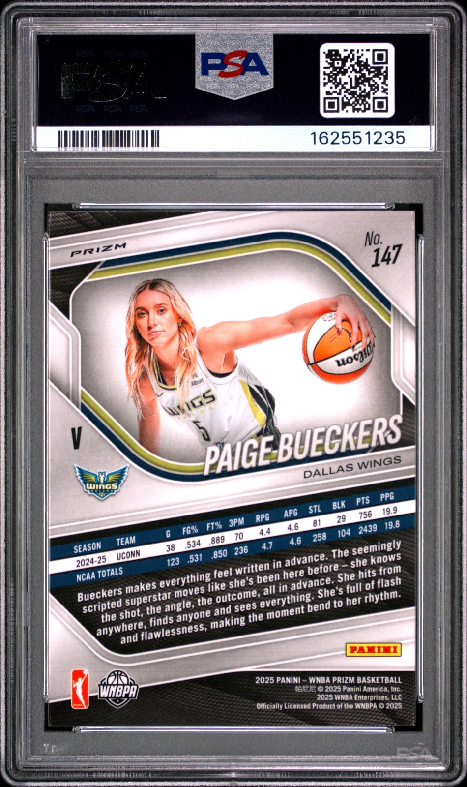 2025 PANINI PRIZM WNBA ORANGE VELOCITY #147 PAIGE BUECKERS ROOKIE RC PSA 10 view 2