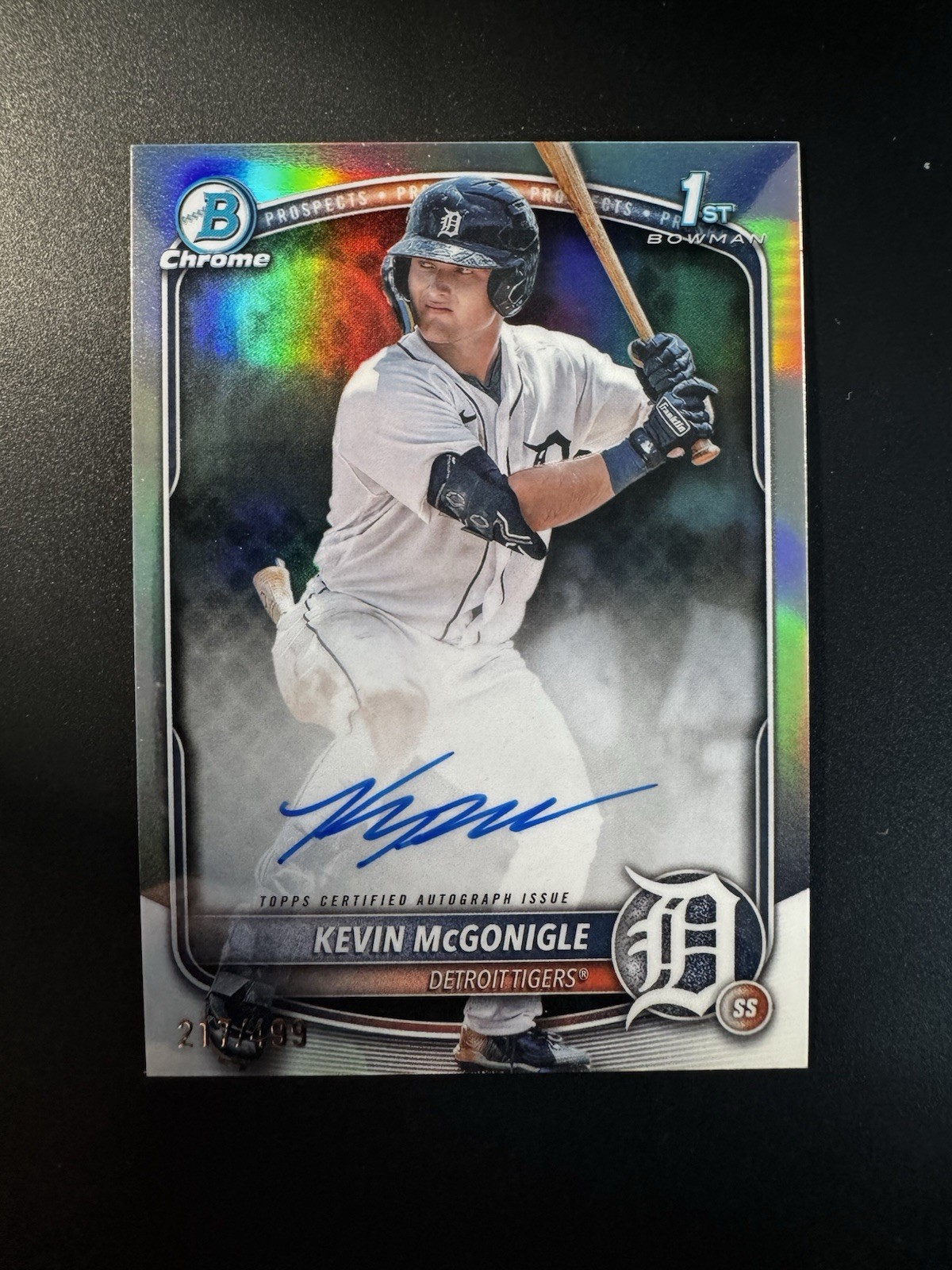 2025 Bowman Chrome Kevin McGonigle 1st Refractor Auto #CPA-KM #/499 Tigers