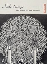 Vintage 1950s Crochet Knit Tat Doily Pattern KALEIDOSCOPE Centerpiece 18"