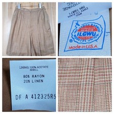 VTG 80s Pleated Tailored Dress Shorts 10 Linen Blend Brown Herringbone USA NWT