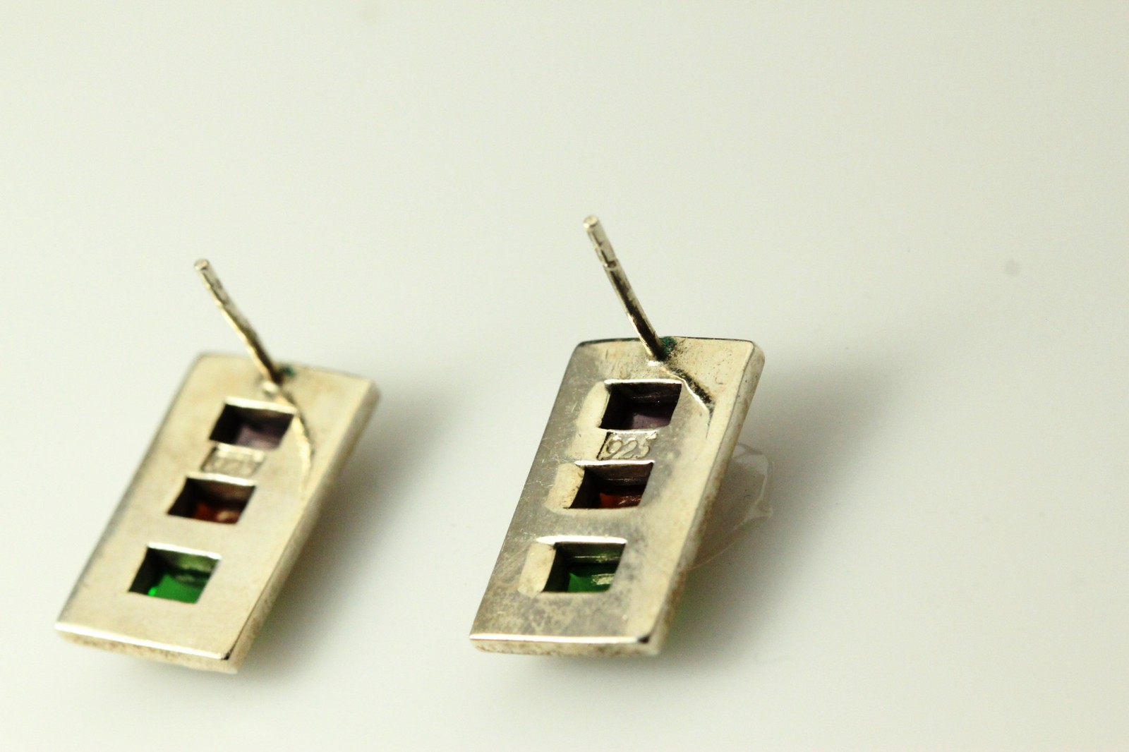 Sterling Silver 925 Rectangle Shaped Earrings Wit… - image 14
