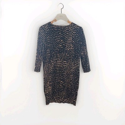Jaeger jumper Dress black Small uk 10  12 8 brown cashmere wool round neck