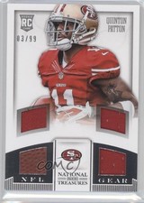 2013 National Treasures Rookie NFL Gear Materials Quad 3/99 Quinton Patton 5x8