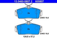 ATE 13.0460-5807.2 Bremsbelagsatz, Scheibenbremse 124 Mm 57,2 Mm 16,6 Mm