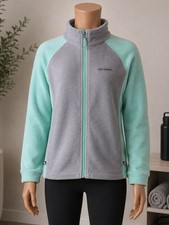 Columbia Youth Large Fleece Jacket Gray Mint Full Zip Girls