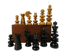 ANTIQUE RARE EARLY 19th C. ENGLISH  CHESS SET K 110mm  JAQUES?? NO BOARD