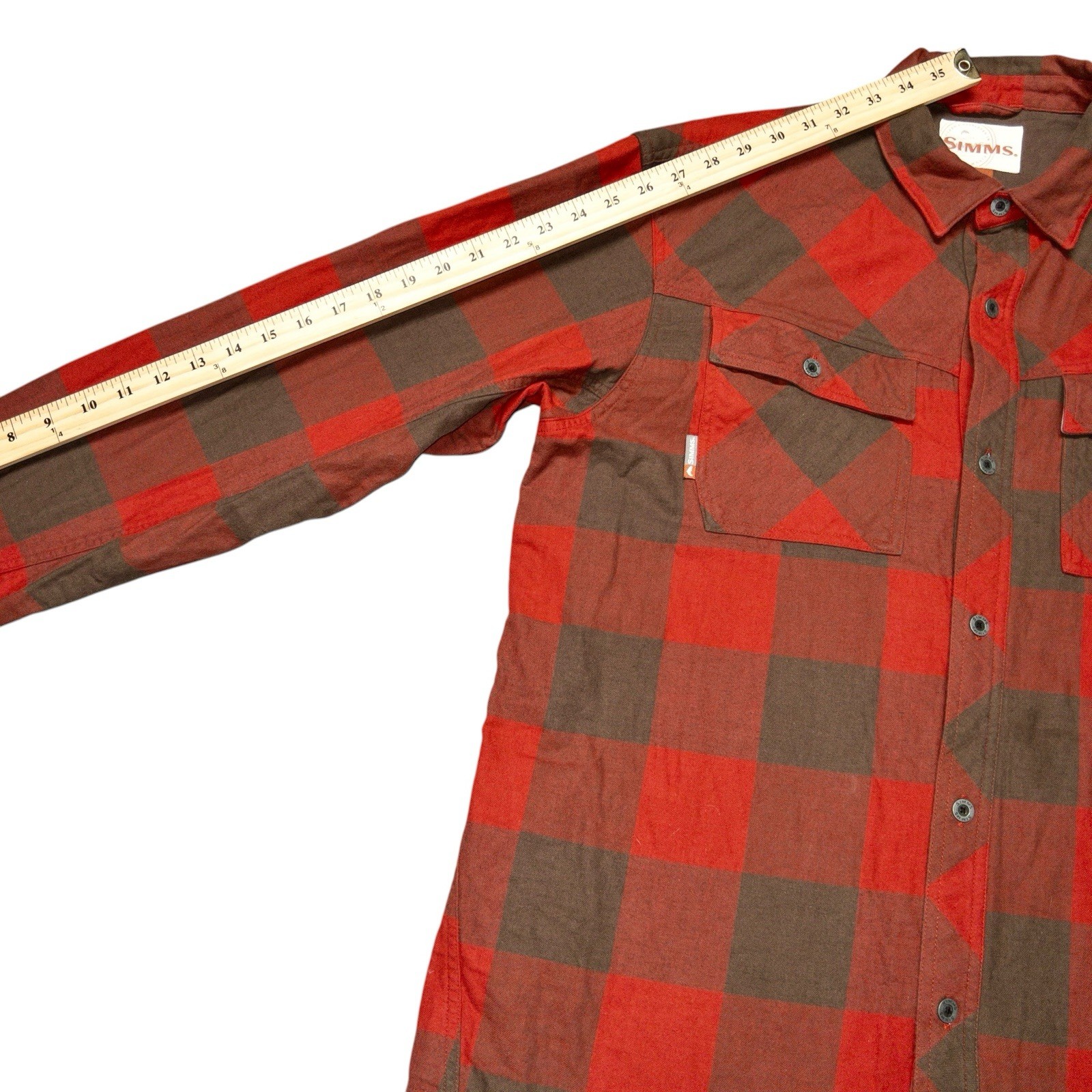 Simms Heavyweight Flannel Shacket Wool Cotton Ble… - image 9