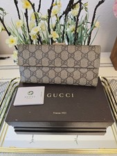 Gucci GG Brown Monogram Long Wallet Women