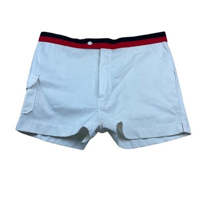 VTG Rod Laver Men's 3'' Cargo Tennis Shorts White/Black/Red   Size 38