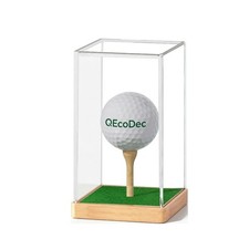 Acrylic Golf Ball Display Case with Wood Base and Tee Holder, Golf Ball
