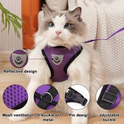 Cat Dog Pet Harness Adjustable Control Vest Dogs Reflective S M L XL Leash