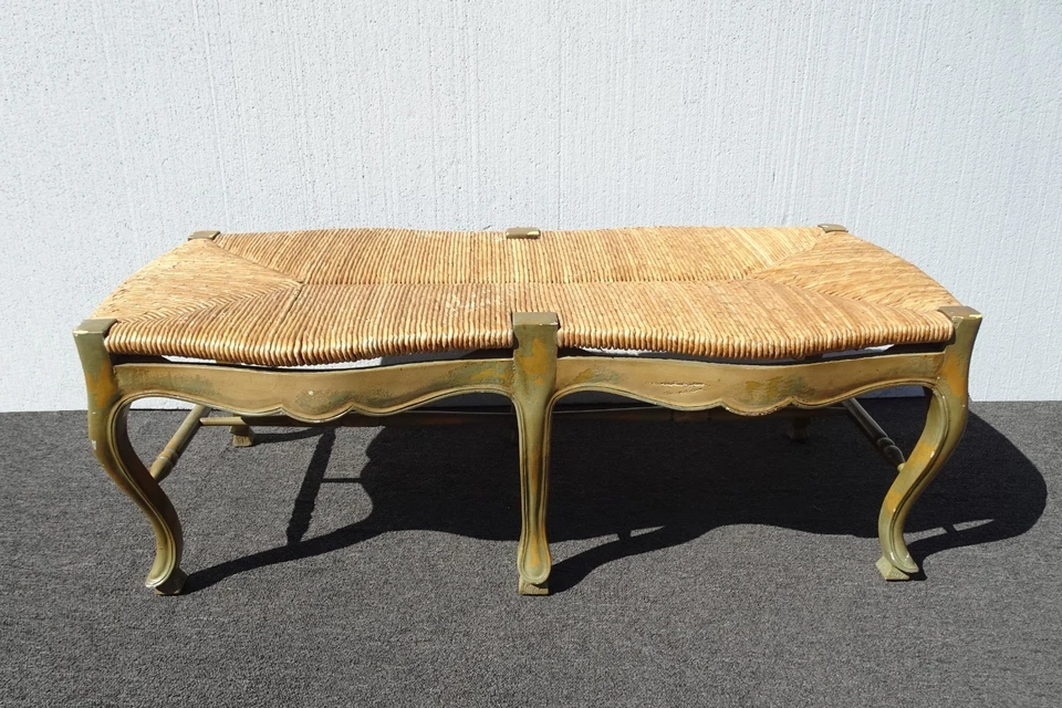 Banco Rush verde campestre francés vintage Foto 2 de 4