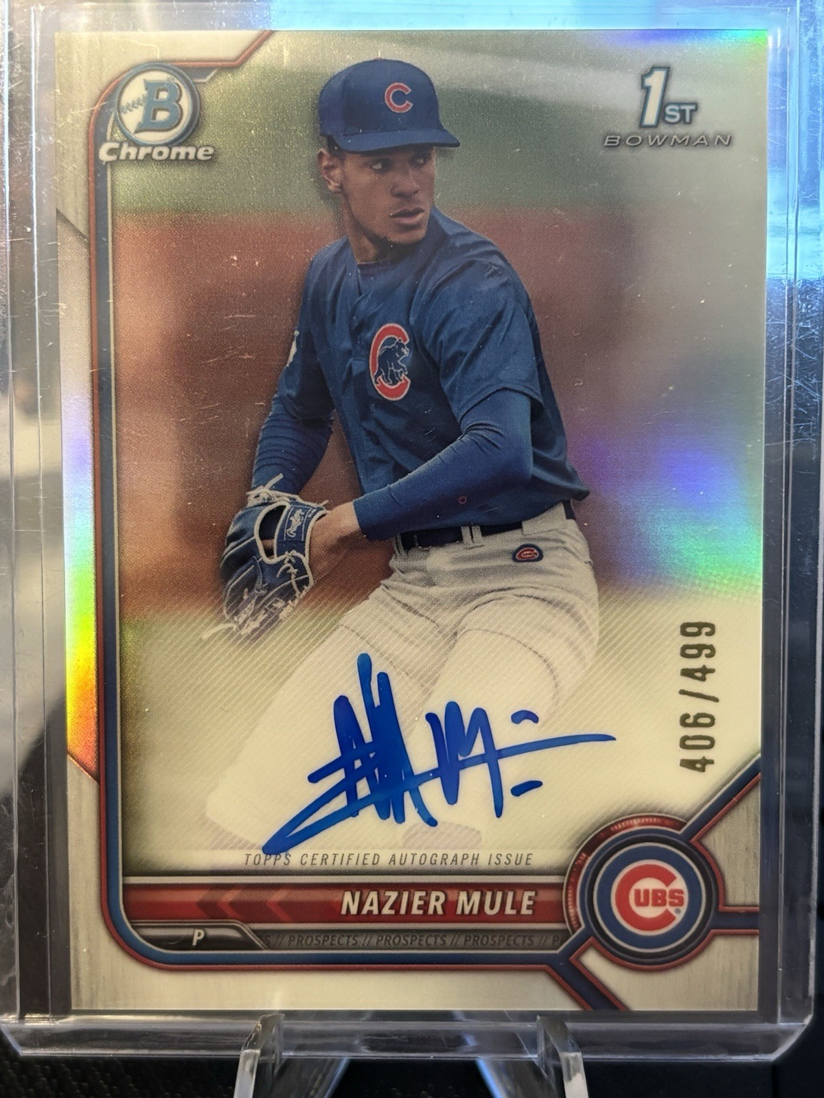 2022 Bowman Chrome Draft Pick Autograph Nazier Mule #CDA-NME Refractor /499 (RC)