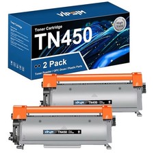 2 Pack TN450 TN-450 High Yield Toner Cartridge For Brother Replacement Black VIP