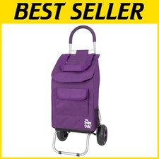 Purple Folding Shopping Cart with Wheels