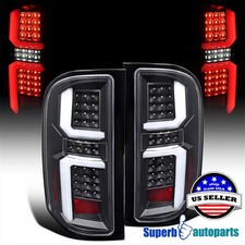 Fits 2007-2013 Chevy Silverado 1500 2500 3500hd Black Tail Lights Led Bars