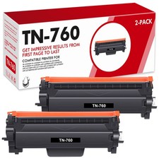 2x TN760 TN730 Toner Cartridge Replacement for Brother DR-730 MFC-L2710DW Black