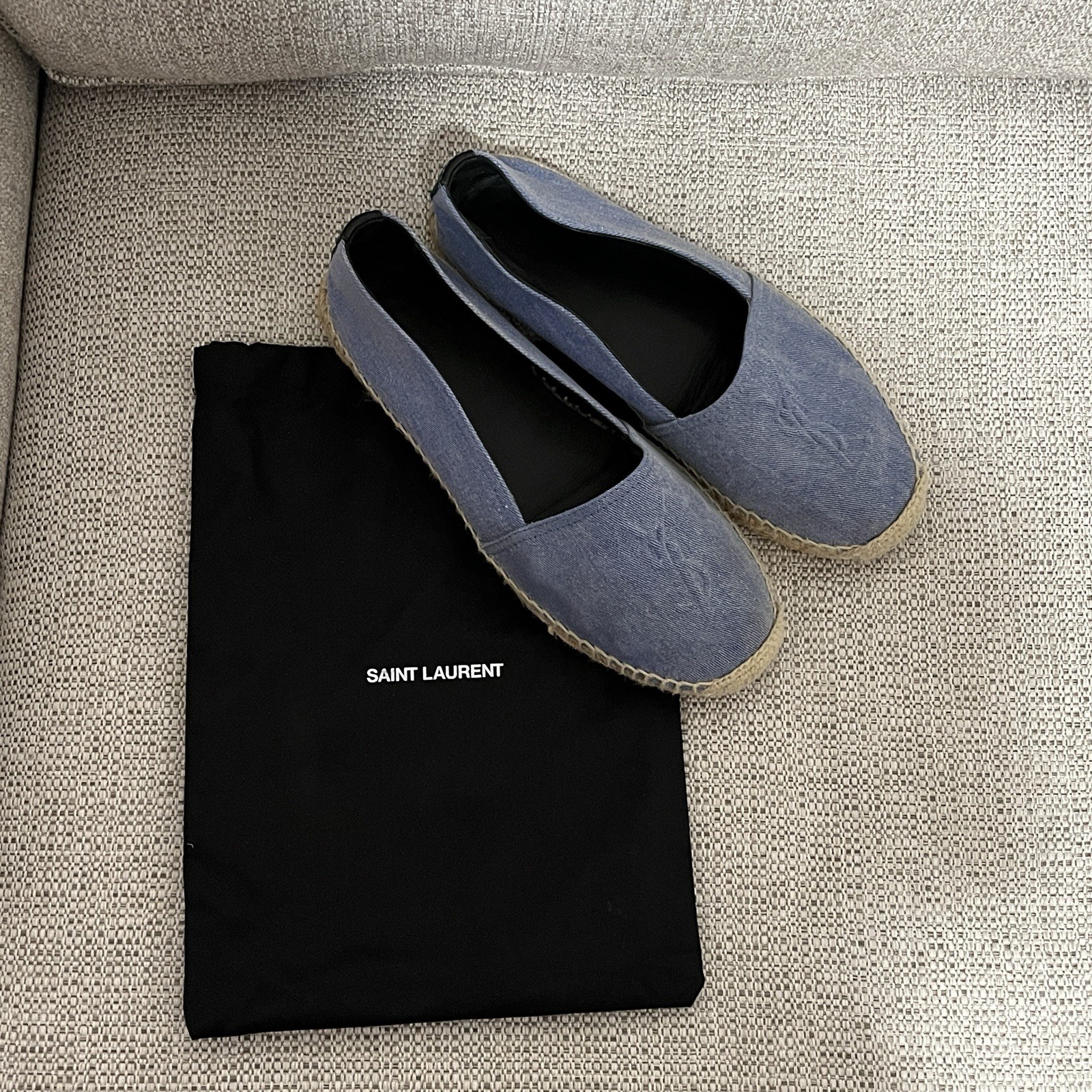SAINT LAURENT Scarpe basse espadrillas YSL Yves Saint Lauren denim monogramma logo taglia 37 5