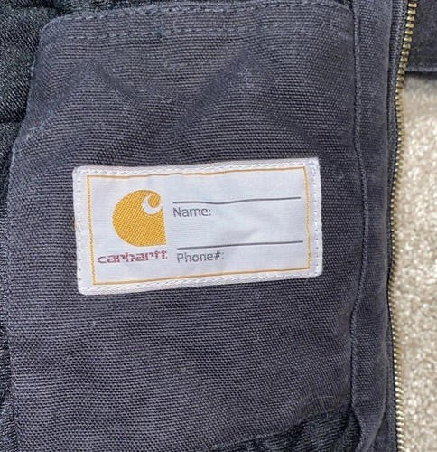 Carhartt Jacket Youth XS 6 Black Canvas Hooded Insulated Duck Quilted Lining - Picture 5 of 8