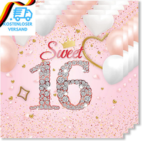 20 StüCk Sweet Servietten Geburtstag 16 MäDchen, 33X33Cm Rosa 16. Geburtstag Dek