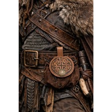 Chestnut Viking Medieval PU Waist Bag Coin Pouch 4.5x4.5 LARP Costume