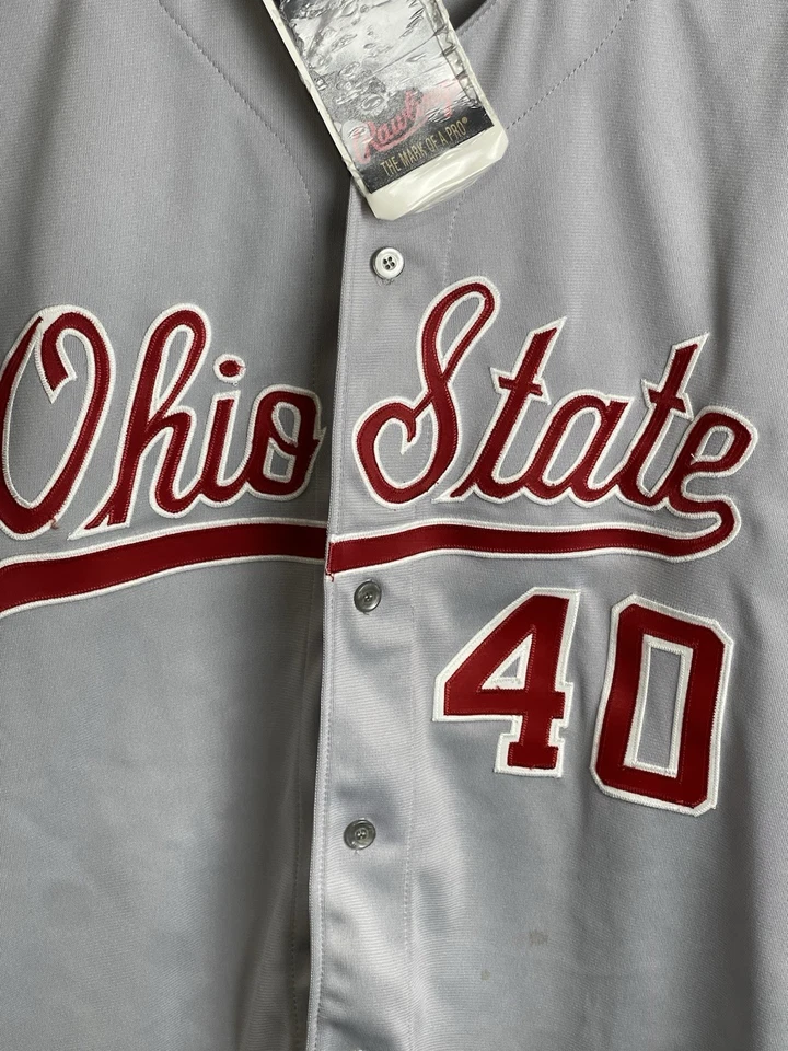 Camiseta deportiva de béisbol vintage Team Issue Rawlings Ohio State Buckeyes NCAA adulto L nueva con etiquetas Foto 2 de 4