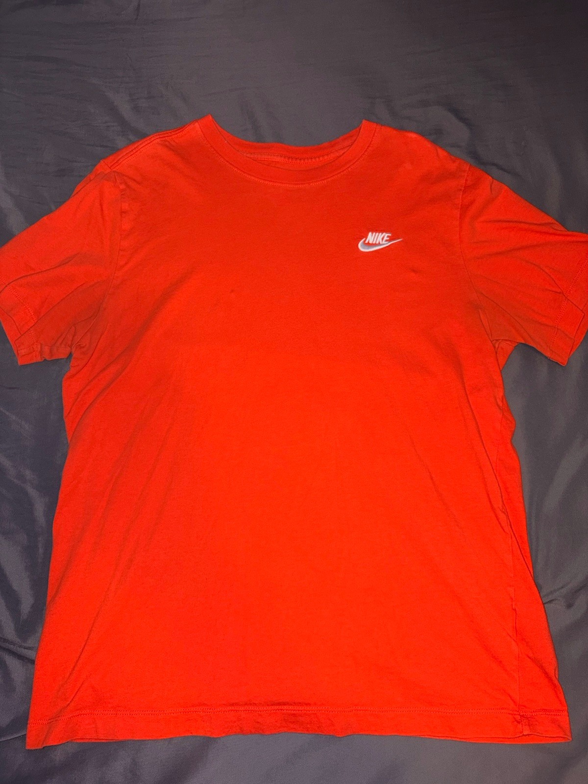 Nike T Shirt Adult Size Medium Orange Short Sleeve Swoosh Spell Out