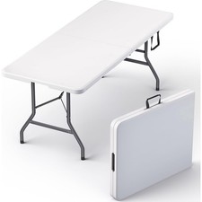 6FT Folding Table Heavy Duty Portable Plastic Picnic Party Camping Utili...
