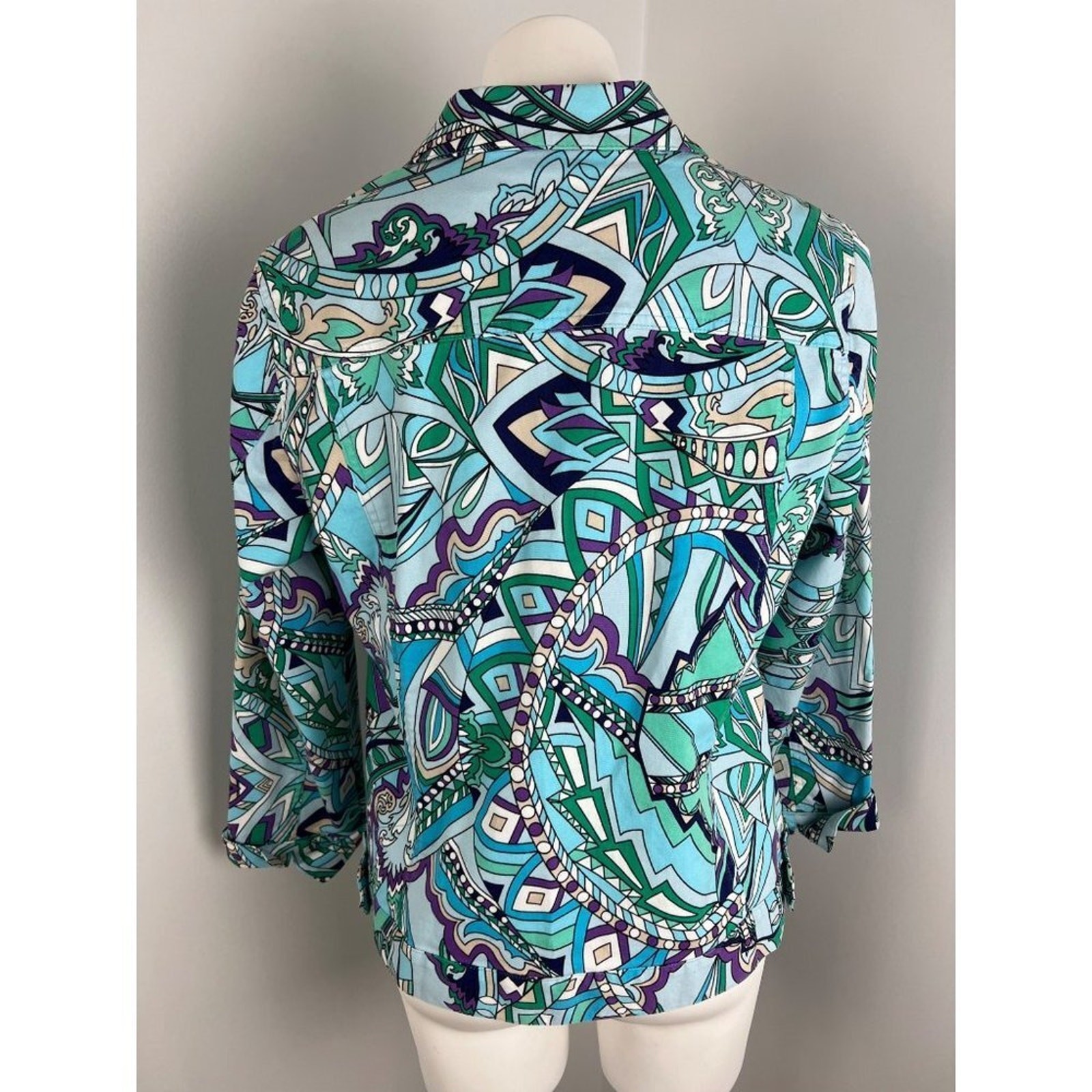 Chico's Funky Abstract Artsy Pattern Button Up Ja… - image 3