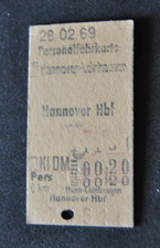 Personal Fahrkarte DB  Bundesbahn Hannover-Leinhausen - Hannover Hbf 1969