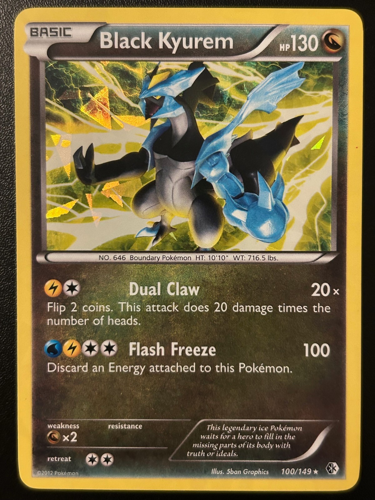 Black Kyurem 100/149 Cracked Ice Holo BW Boundaries Crossed LP