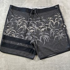 Hurley Phantom Board Shorts Mens 40 Black Tropical Leaf Swim Trunks Summer Beach