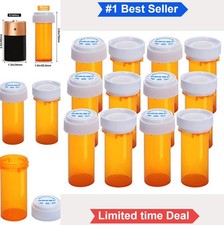 Empty Pill Bottles 12 Pack 8 Dram Child Resistant Easy Open Caps PP Plastic
