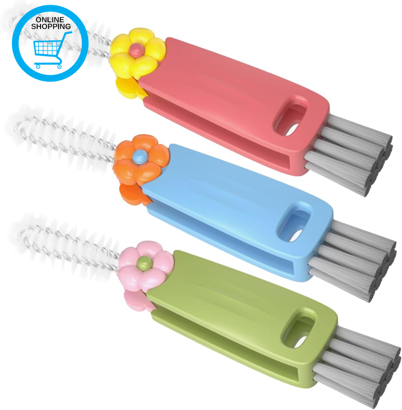 3 Pcs 3-In-1 Cup Lid Crevice Cleaning Brush, Portable Multifunctional Bottle Cup